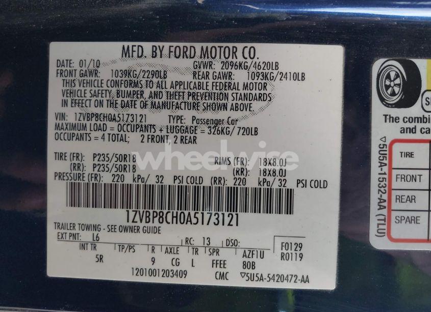 Photo 9 of 2010 Ford Mustang GT/GT PREMIUM (VIN 1ZVBP8CH0A5173121)