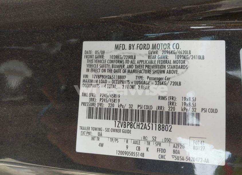 Photo 9 of 2010 Ford Mustang GT/GT PREMIUM (VIN 1ZVBP8CH2A5118802)