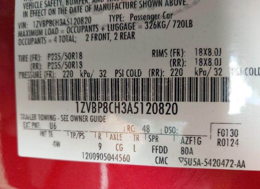 Photo 9 of 2010 Ford Mustang GT/GT PREMIUM (VIN 1ZVBP8CH3A5120820)