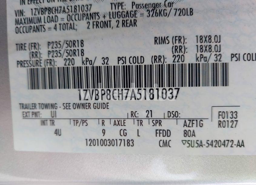 Photo 9 of 2010 Ford Mustang GT/GT PREMIUM (VIN 1ZVBP8CH7A5181037)