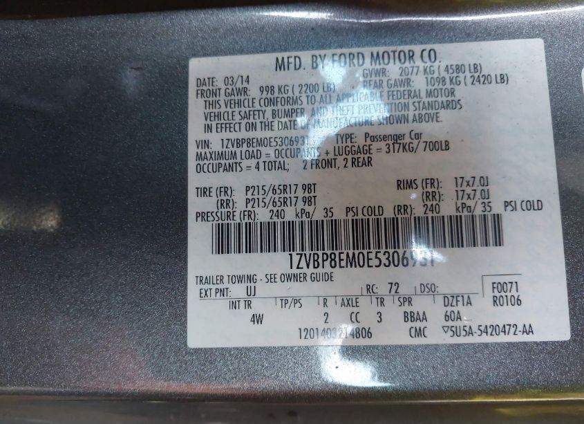 Photo 9 of 2014 Ford Mustang V6 PREMIUM (VIN 1ZVBP8EM0E5306931)