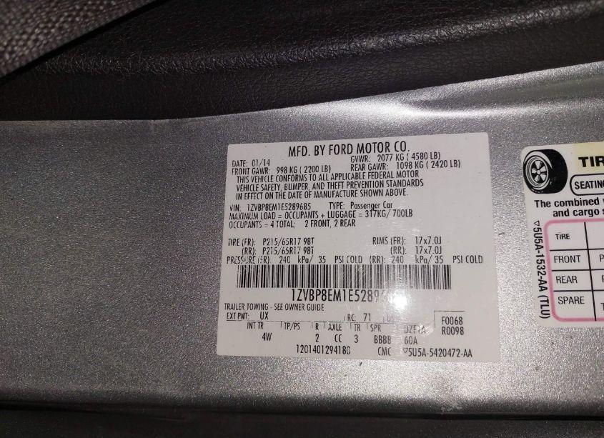 Photo 9 of 2014 Ford Mustang V6 PREMIUM (VIN 1ZVBP8EM1E5289685)