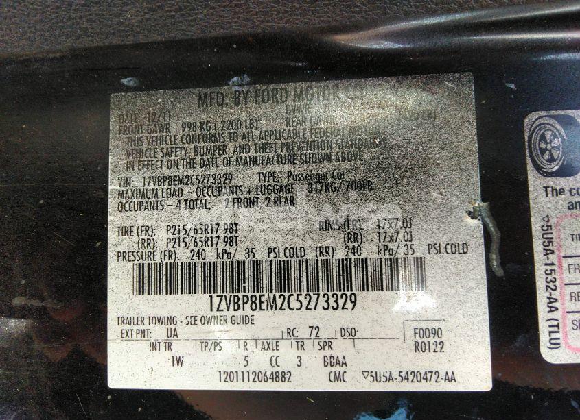 Photo 9 of 2012 Ford Mustang V6 (VIN 1ZVBP8EM2C5273329)