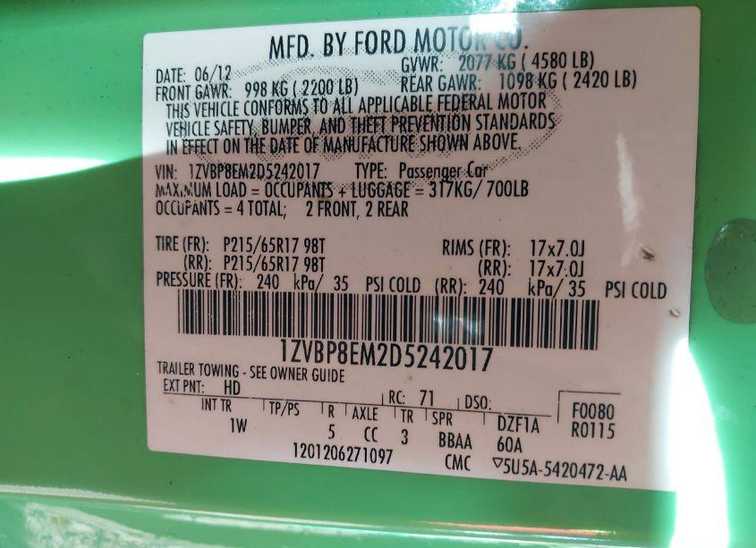 Photo 9 of 2013 Ford Mustang V6 (VIN 1ZVBP8EM2D5242017)