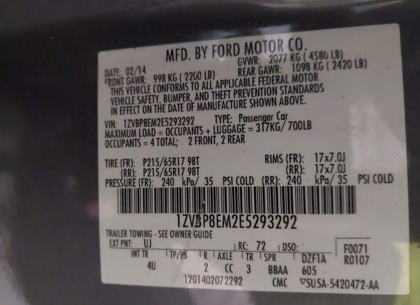 Photo 9 of 2014 Ford Mustang V6 PREMIUM (VIN 1ZVBP8EM2E5293292)