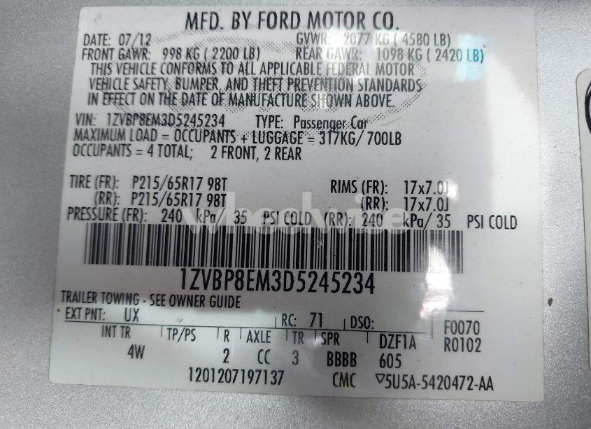 Photo 9 of 2013 Ford Mustang V6 PREMIUM (VIN 1ZVBP8EM3D5245234)