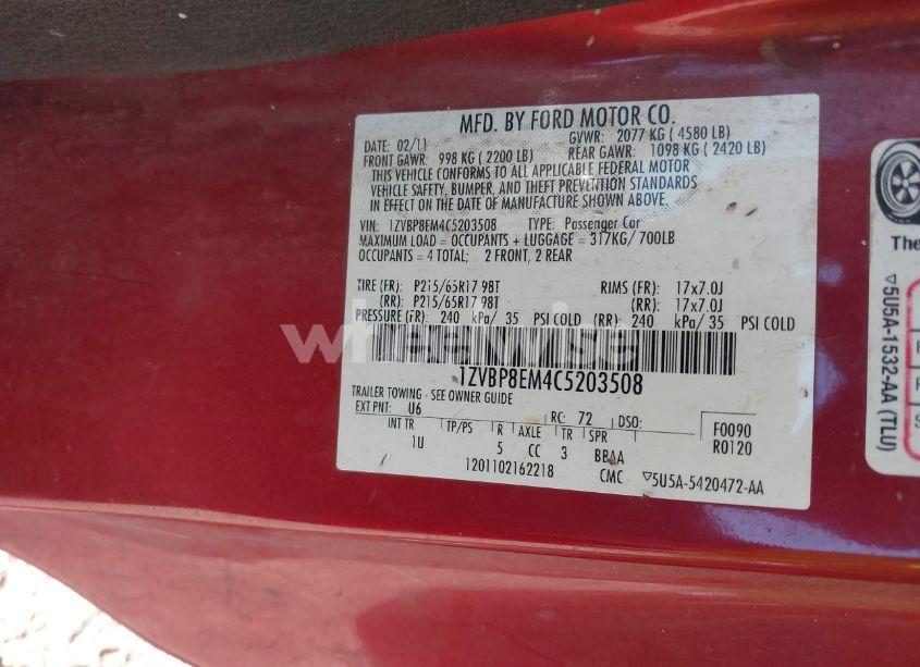 Photo 9 of 2012 Ford Mustang V6 (VIN 1ZVBP8EM4C5203508)