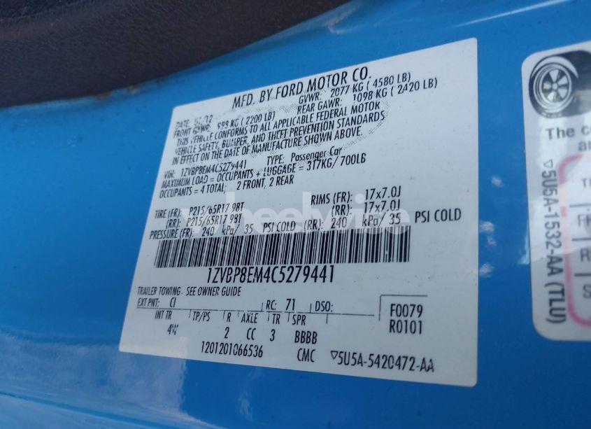 Photo 9 of 2012 Ford Mustang V6 PREMIUM (VIN 1ZVBP8EM4C5279441)