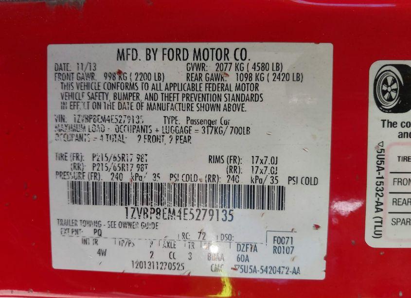 Photo 9 of 2014 Ford Mustang V6 PREMIUM (VIN 1ZVBP8EM4E5279135)