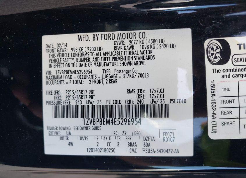 Photo 9 of 2014 Ford Mustang V6 PREMIUM (VIN 1ZVBP8EM4E5296954)