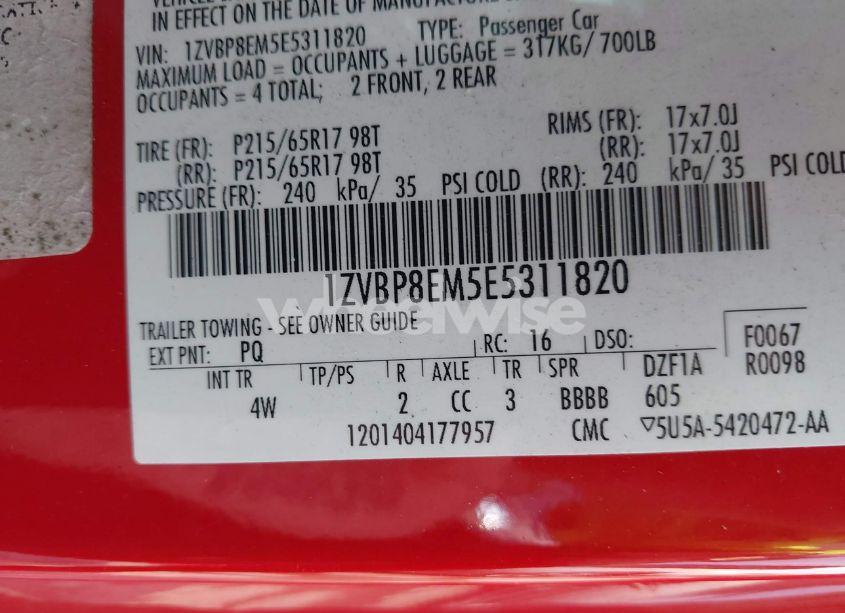 Photo 9 of 2014 Ford Mustang V6 PREMIUM (VIN 1ZVBP8EM5E5311820)