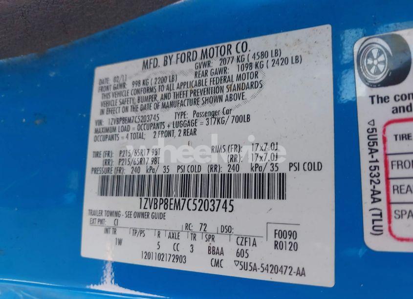 Photo 9 of 2012 Ford Mustang V6 (VIN 1ZVBP8EM7C5203745)