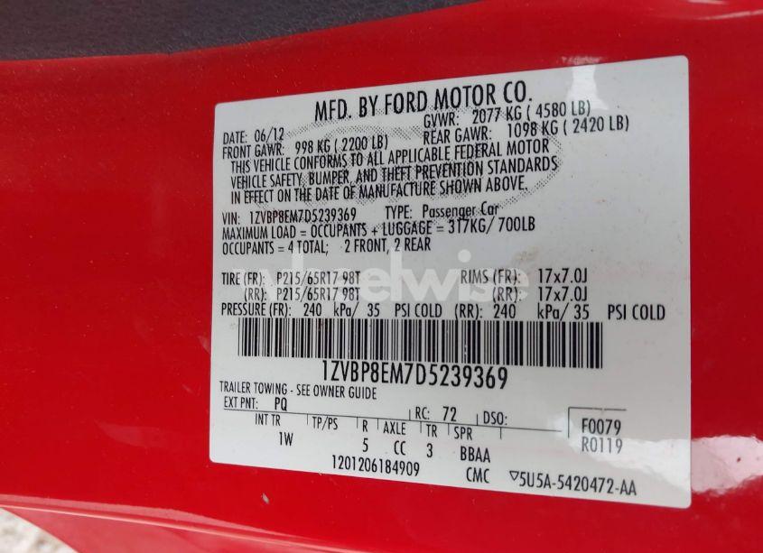 Photo 9 of 2013 Ford Mustang V6 (VIN 1ZVBP8EM7D5239369)