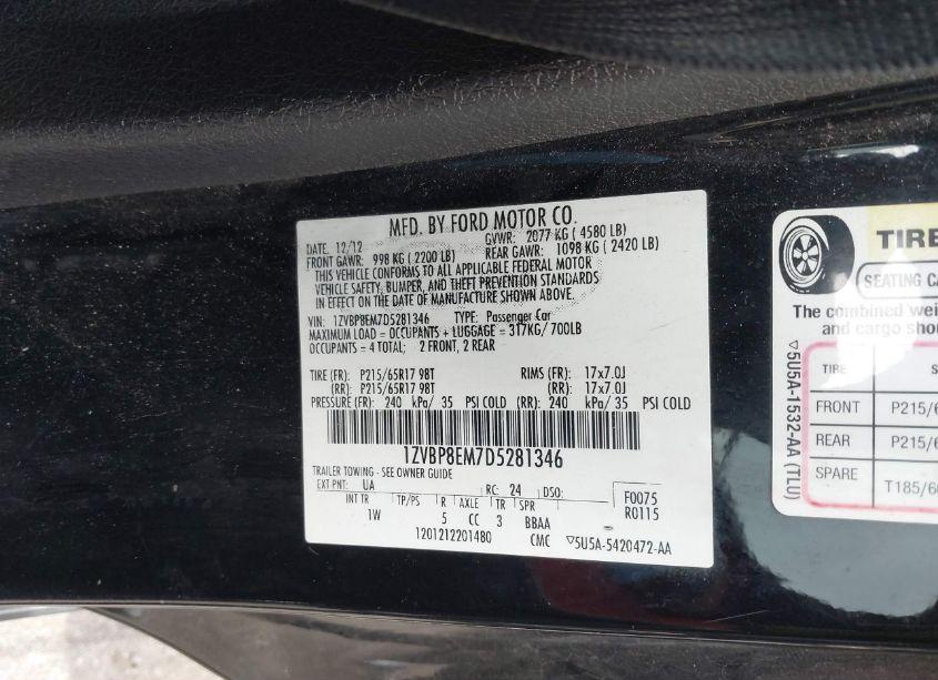 Photo 9 of 2013 Ford Mustang V6 (VIN 1ZVBP8EM7D5281346)