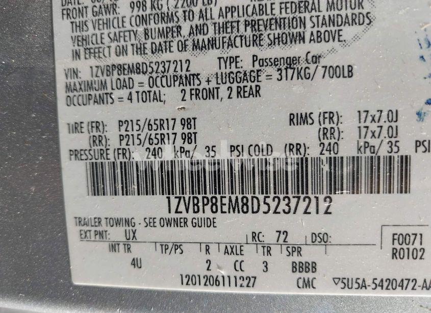 Photo 9 of 2013 Ford Mustang V6 PREMIUM (VIN 1ZVBP8EM8D5237212)