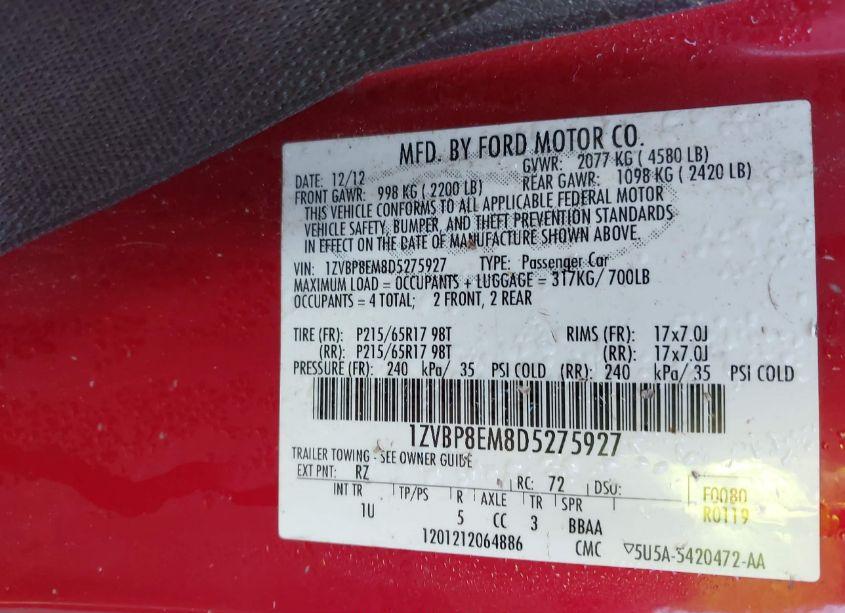 Photo 9 of 2013 Ford Mustang V6 (VIN 1ZVBP8EM8D5275927)