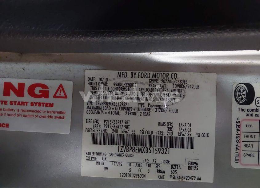 Photo 9 of 2011 Ford Mustang V6 (VIN 1ZVBP8EMXB5159321)