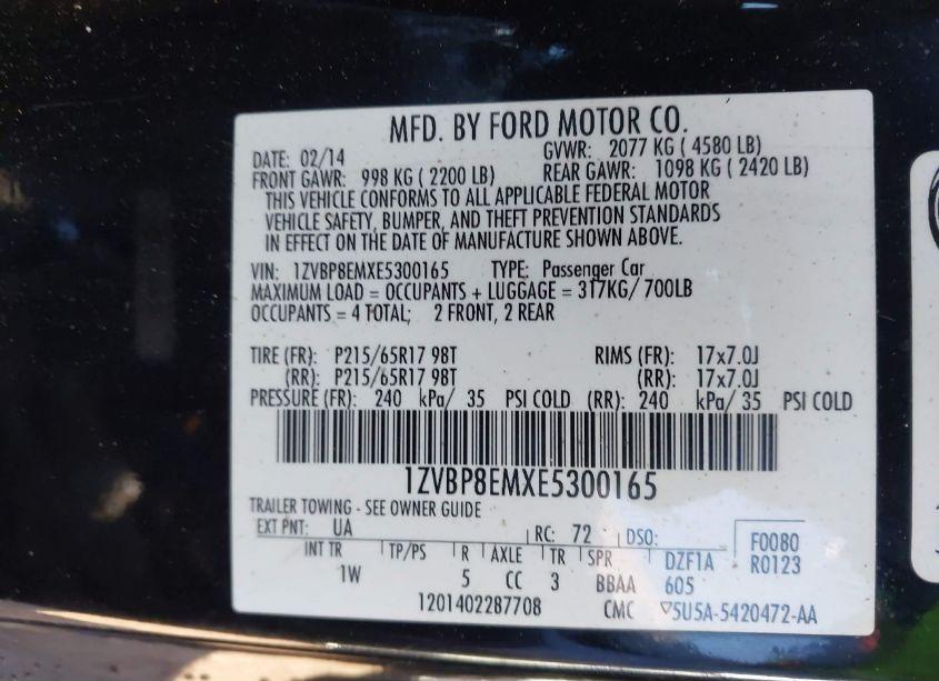 Photo 9 of 2014 Ford Mustang V6 (VIN 1ZVBP8EMXE5300165)