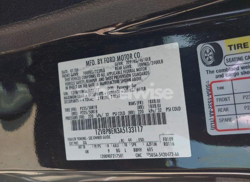 Photo 9 of 2010 Ford Mustang V6/V6 PREMIUM (VIN 1ZVBP8EN3A5133117)