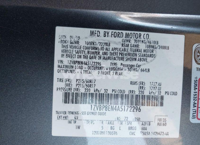 Photo 9 of 2010 Ford Mustang V6 (VIN 1ZVBP8EN4A5172296)