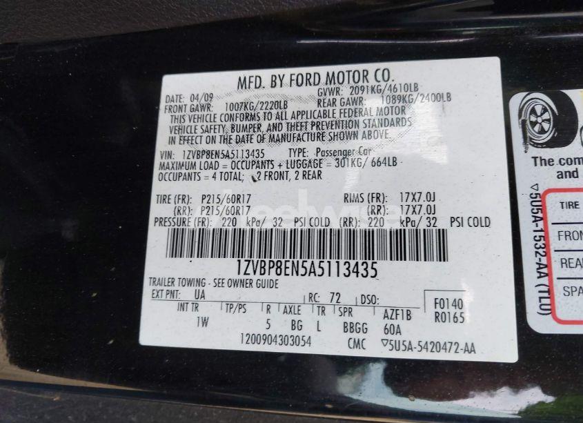 Photo 9 of 2010 Ford Mustang V6/V6 PREMIUM (VIN 1ZVBP8EN5A5113435)