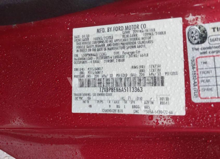 Photo 9 of 2010 Ford Mustang V6 PREMIUM (VIN 1ZVBP8EN6A5113363)