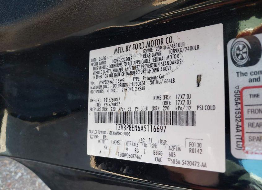 Photo 9 of 2010 Ford Mustang V6 PREMIUM (VIN 1ZVBP8EN6A5116697)