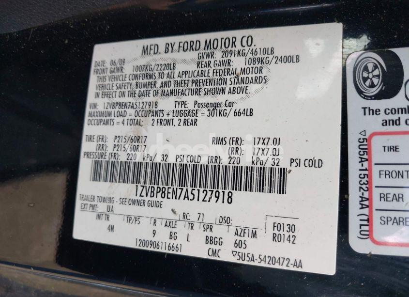 Photo 9 of 2010 Ford Mustang V6/V6 PREMIUM (VIN 1ZVBP8EN7A5127918)