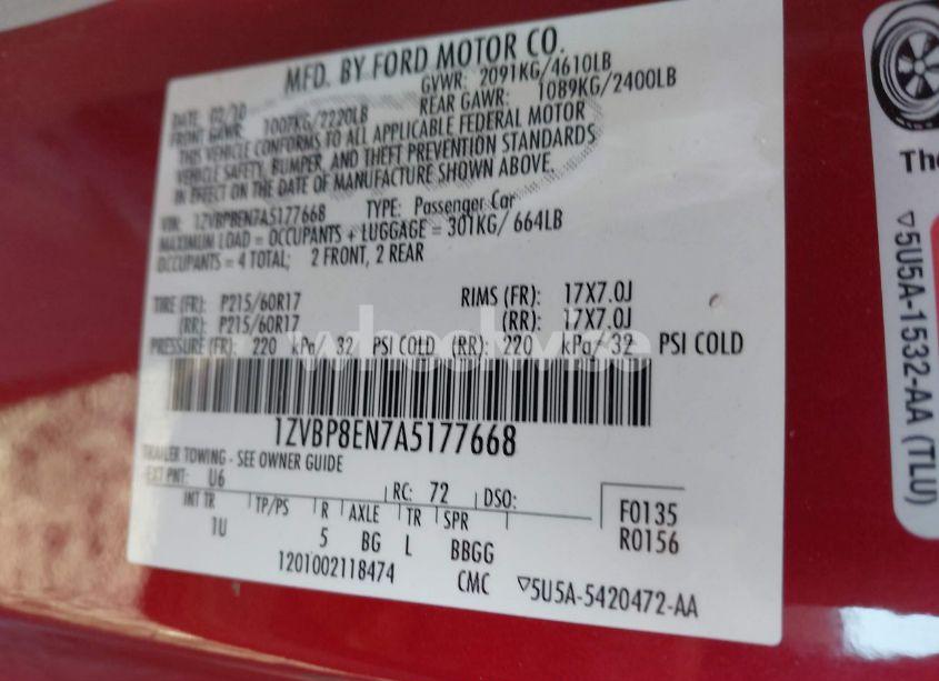 Photo 9 of 2010 Ford Mustang V6/V6 PREMIUM (VIN 1ZVBP8EN7A5177668)