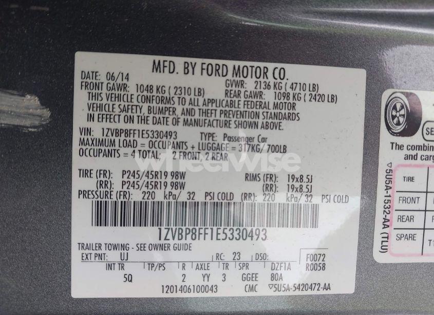 Photo 9 of 2014 Ford Mustang GT PREMIUM (VIN 1ZVBP8FF1E5330493)