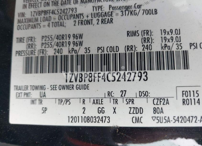 Photo 9 of 2012 Ford Mustang (VIN 1ZVBP8FF4C5242793)