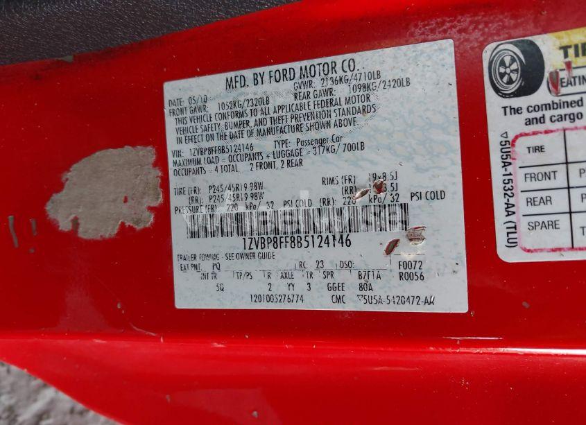 Photo 9 of 2011 Ford Mustang GT PREMIUM (VIN 1ZVBP8FF8B5124146)