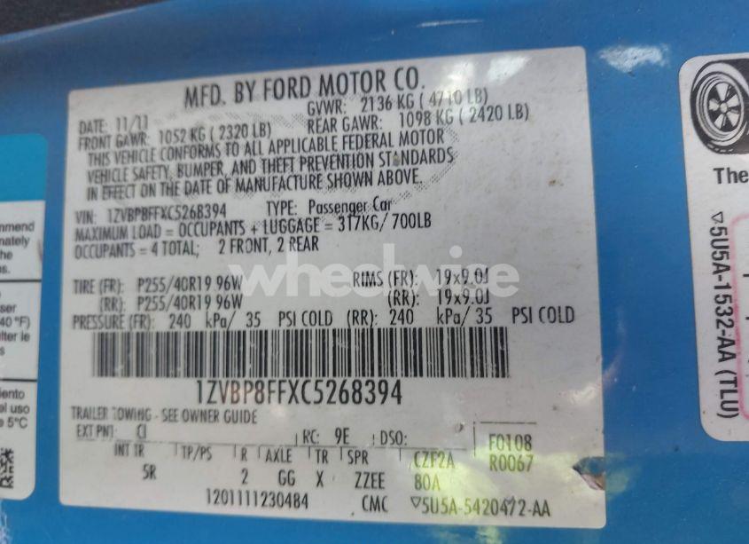 Photo 9 of 2012 Ford Mustang GT PREMIUM (VIN 1ZVBP8FFXC5268394)