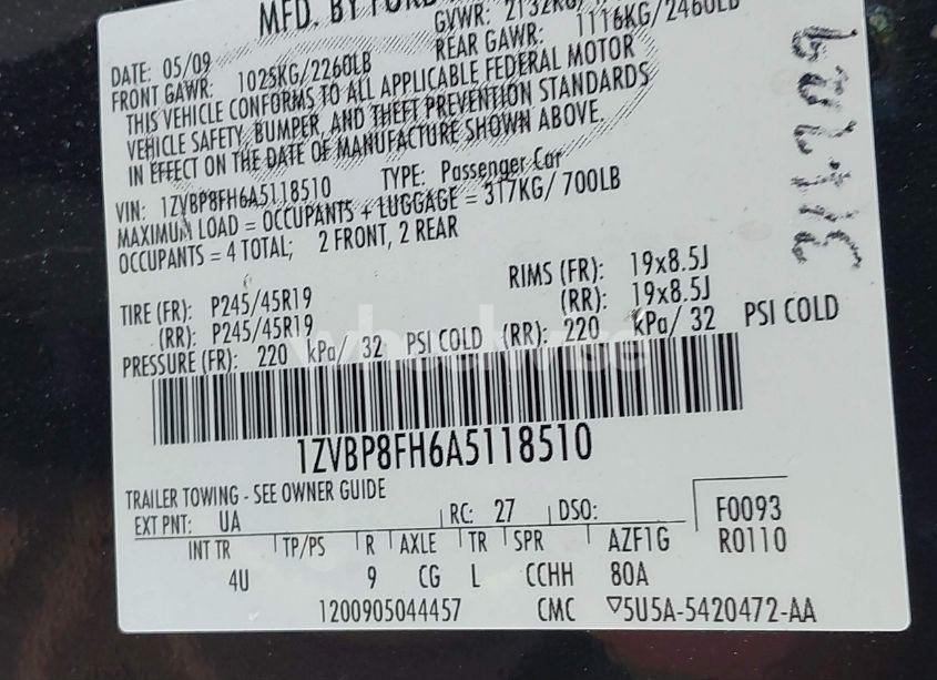 Photo 9 of 2010 Ford Mustang GT/GT PREMIUM (VIN 1ZVBP8FH6A5118510)