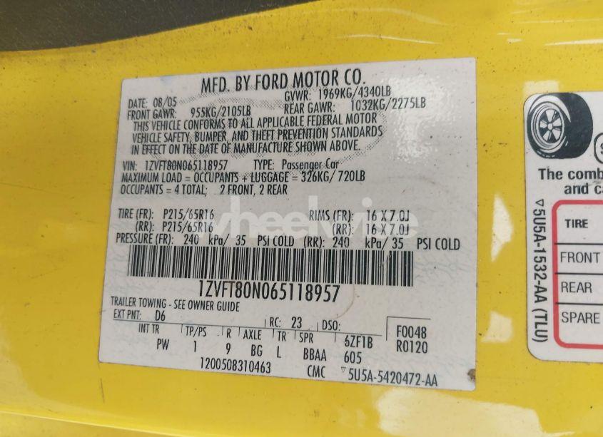 Photo 9 of 2006 Ford Mustang V6 (VIN 1ZVFT80N065118957)