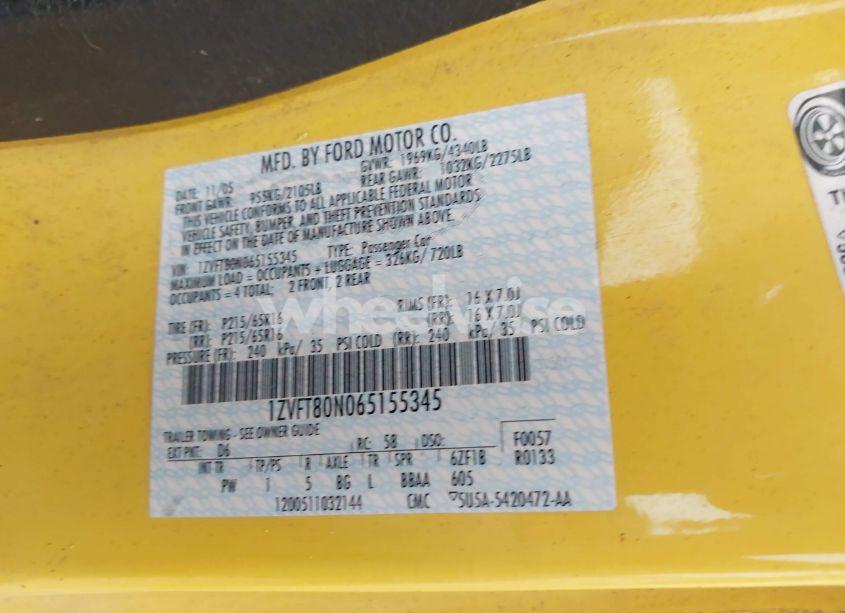 Photo 9 of 2006 Ford Mustang V6 (VIN 1ZVFT80N065155345)