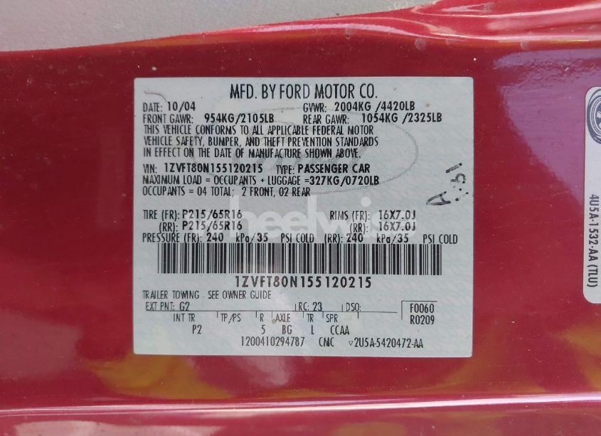 Photo 9 of 2005 Ford Mustang (VIN 1ZVFT80N155120215)