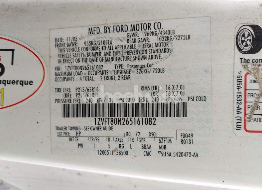 Photo 9 of 2006 Ford Mustang V6 (VIN 1ZVFT80N265161082)