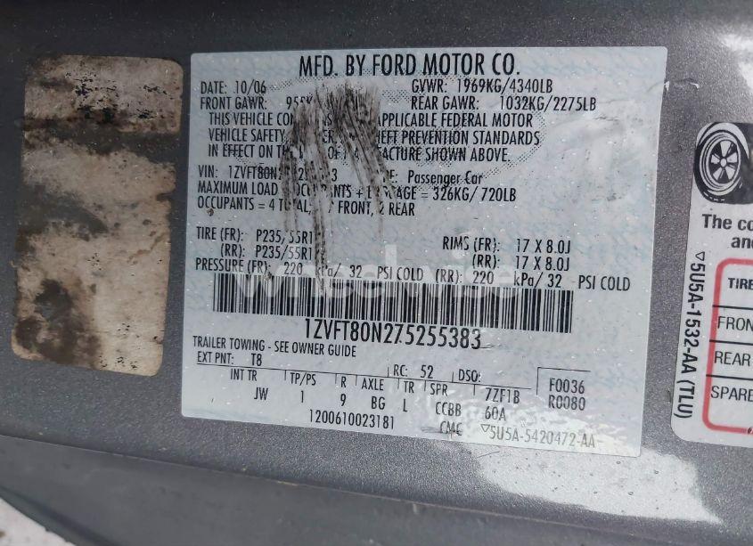 Photo 9 of 2007 Ford Mustang V6 DELUXE/V6 PREMIUM (VIN 1ZVFT80N275255383)