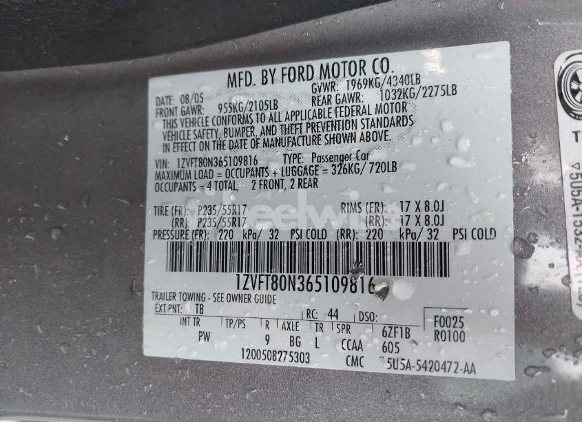 Photo 9 of 2006 Ford Mustang V6 (VIN 1ZVFT80N365109816)