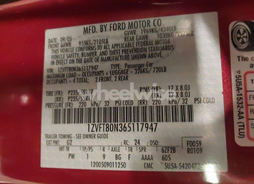 Photo 9 of 2006 Ford Mustang V6 (VIN 1ZVFT80N365117947)