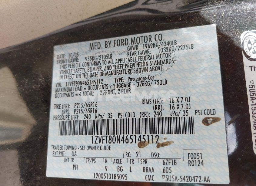 Photo 9 of 2006 Ford Mustang V6 (VIN 1ZVFT80N465145112)