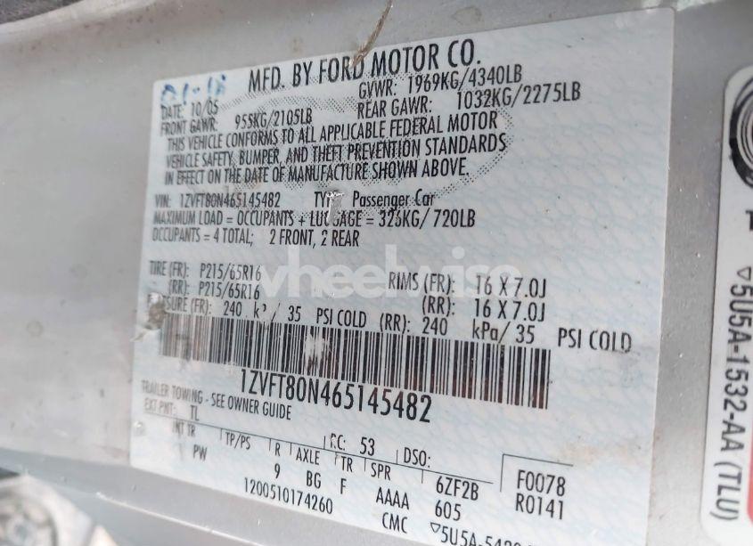 Photo 9 of 2006 Ford Mustang V6 (VIN 1ZVFT80N465145482)