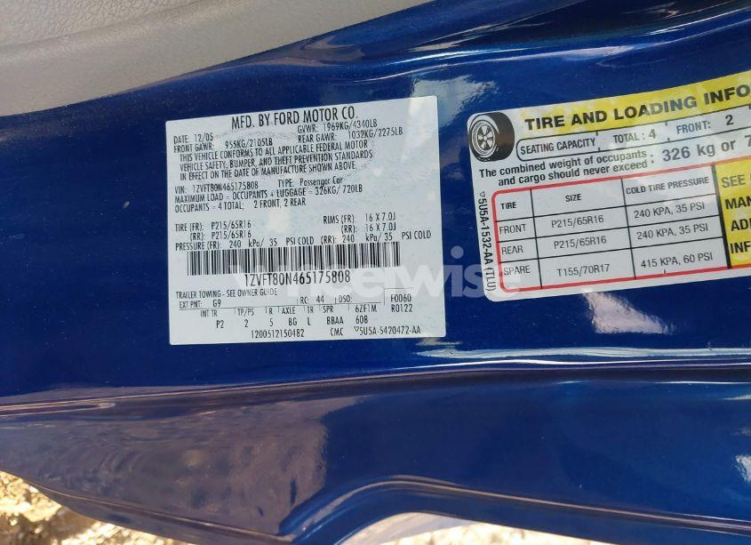 Photo 9 of 2006 Ford Mustang V6 (VIN 1ZVFT80N465175808)