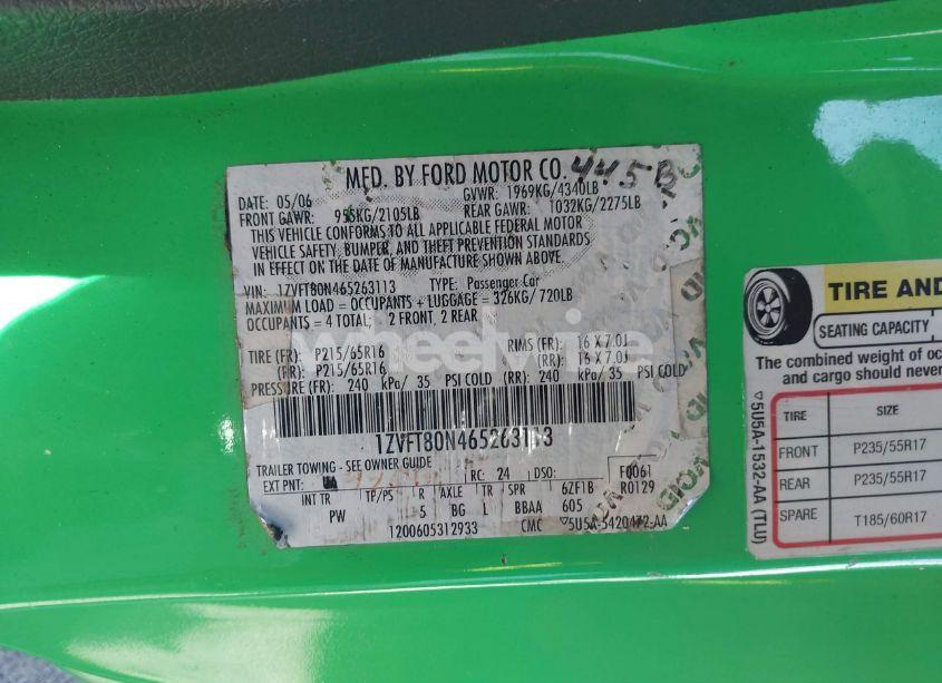 Photo 9 of 2006 Ford Mustang V6 (VIN 1ZVFT80N465263113)