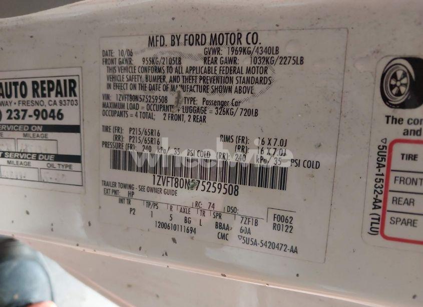 Photo 9 of 2007 Ford Mustang V6 DELUXE/V6 PREMIUM (VIN 1ZVFT80N575259508)