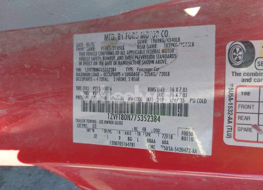 Photo 9 of 2007 Ford Mustang V6 DELUXE/V6 PREMIUM (VIN 1ZVFT80N775352384)