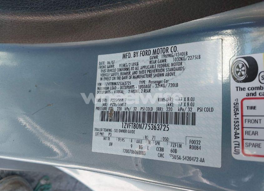 Photo 9 of 2007 Ford Mustang V6 DELUXE/V6 PREMIUM (VIN 1ZVFT80N775363725)