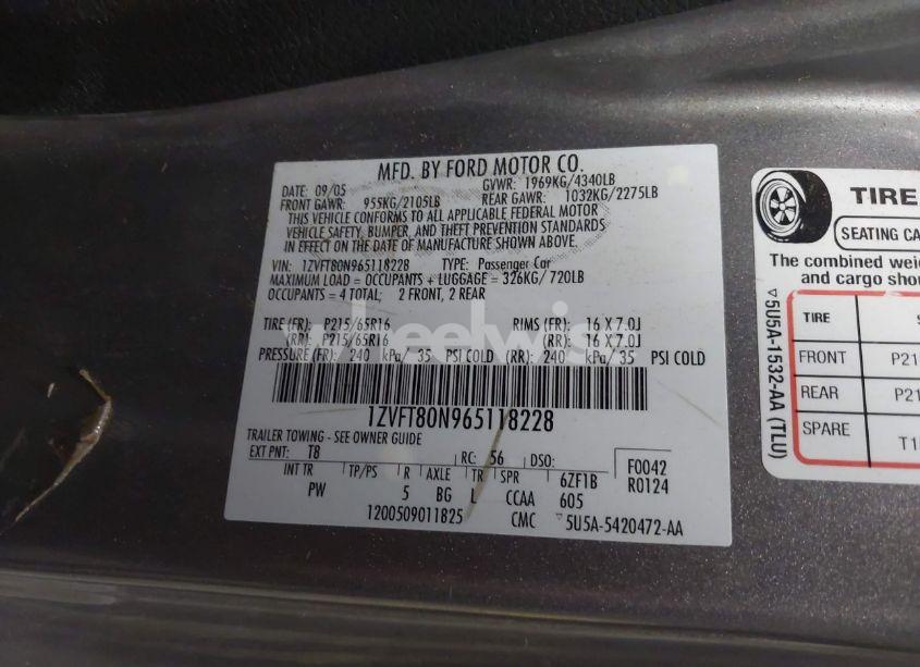 Photo 9 of 2006 Ford Mustang V6 (VIN 1ZVFT80N965118228)