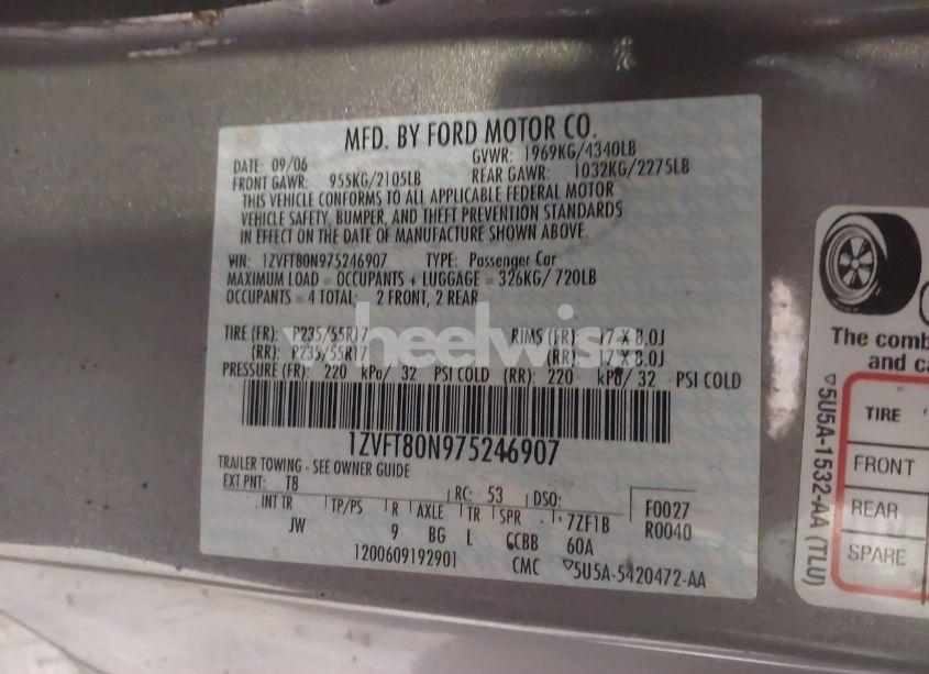 Photo 9 of 2007 Ford Mustang V6 DELUXE/V6 PREMIUM (VIN 1ZVFT80N975246907)